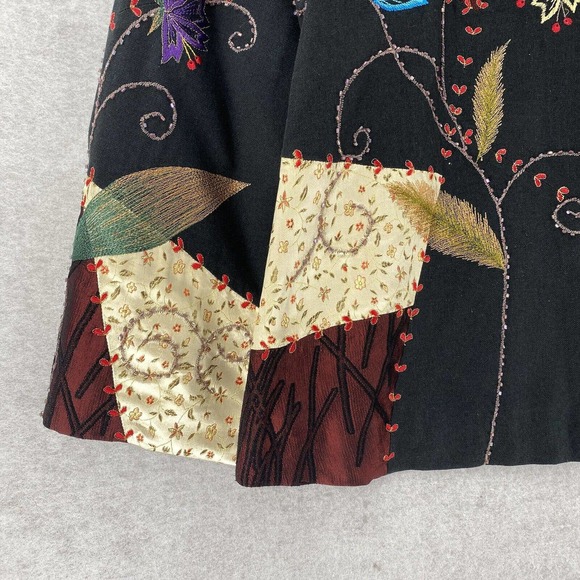 Bala Bala 100% SILK Blazer Jacket Womens 1X Art To Wear Embroidered Floral - Picture 3 of 15